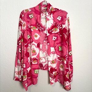 Lilly Pulitzer Katia Cotton Pink Begonia Floral Open Cardigan Women’s Small